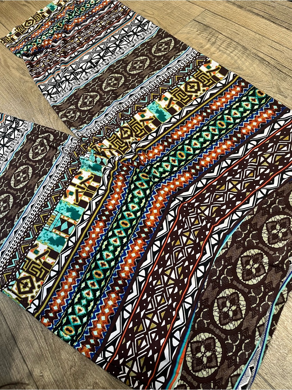 Cato Wide-Leg Tribal Print Pants - Black, Brown, Blue, Green, Orange - Picture 5 of 9
